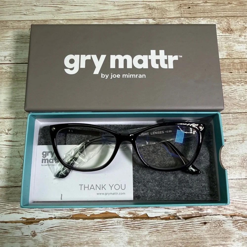 Gry Mattr Diligent Readers Unisex OS Black Blue Light Glasses +2.00 650793BK20